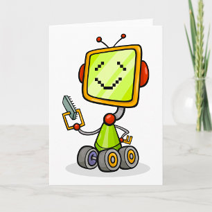かわいいレトロロボット漫画おもしろいAIテックデジタルアート カード