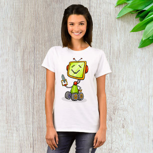 かわいいレトロロボット漫画おもしろいAIテックデジタルアート Tシャツ