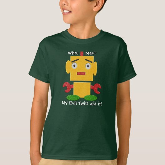 かわいいレトロロボット – 黄色 – 悪の双子 Tシャツ (正面)