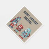 かわいいレトロロボットSFボーイズ誕生日 スタンダードランチョンナプキン (角)