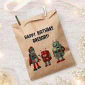 かわいいレトロロボットSFボーイズ誕生日 フェイバーバッグ (クリップ留めされた状態)