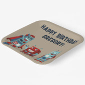 かわいいレトロロボットSFボーイズ誕生日 ペーパープレート (傾斜あり)