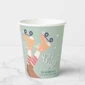 かわいいレトロローラースケートで滑る誕生日パーティー 紙コップ (正面)