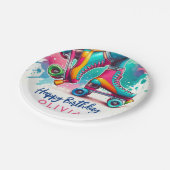 かわいいレトロローラースケート誕生日 ペーパープレート (アングル)