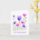 かわいいレトロワイルドフラワーズボホパーソナライズされた誕生日 カード (黄色い花)