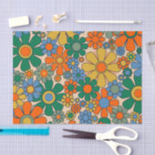 かわいいレトロヴィンテージお洒落フローラルパターン 薄葉紙 (クラフト)