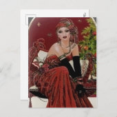 かわいいレトロヴィンテージアートデコレディ シーズンポストカード (正面/裏面)