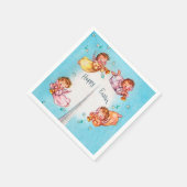 かわいいレトロヴィンテージイースターエンジェルパーティー スタンダードカクテルナプキン (角)