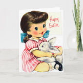かわいいレトロヴィンテージイースターガール追加メッセージ シーズンカード (正面)