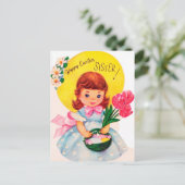 かわいいレトロヴィンテージイースターシスター葉書 シーズンポストカード (スタンド正面)