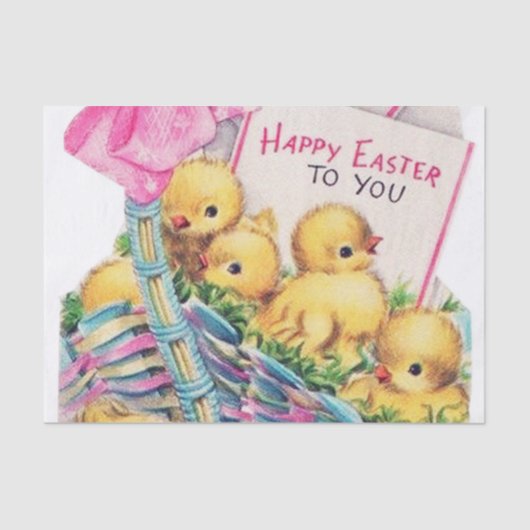 かわいいレトロヴィンテージイースターシックバスケットパーティー 薄葉紙 (正面)