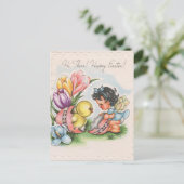 かわいいレトロヴィンテージイースターシック ポストカード (スタンド正面)