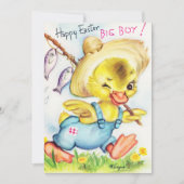 かわいいレトロヴィンテージイースターダック追加メッセージ シーズンカード (正面)