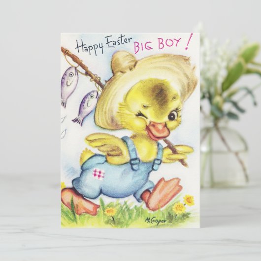 かわいいレトロヴィンテージイースターダック追加メッセージ シーズンカード (スタンド正面)