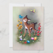 かわいいレトロヴィンテージイースターディアー追加メッセージ シーズンカード (正面)