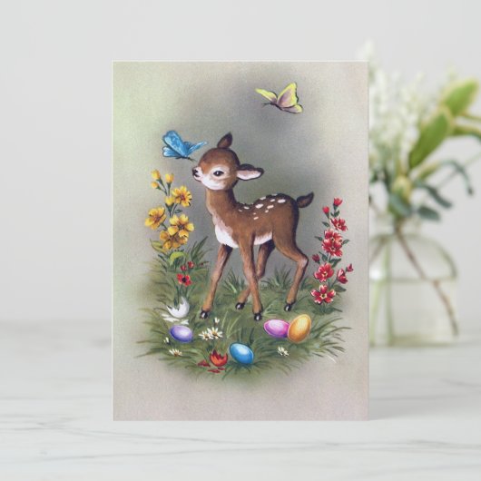 かわいいレトロヴィンテージイースターディアー追加メッセージ シーズンカード (スタンド正面)