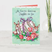 かわいいレトロヴィンテージイースタードーターメッセージの追加 シーズンカード (正面)