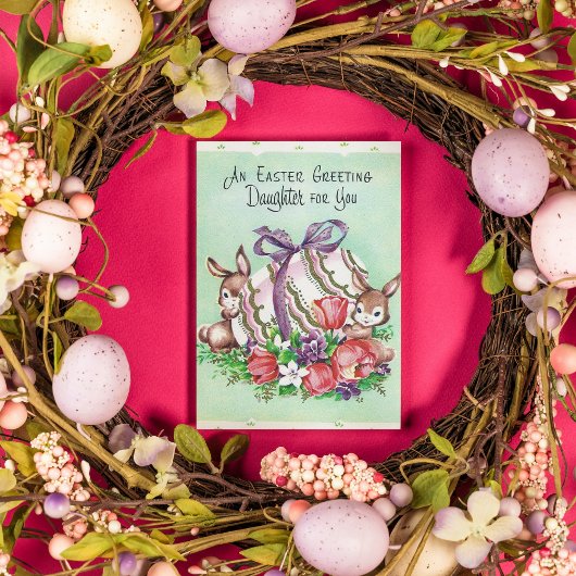 かわいいレトロヴィンテージイースタードーターメッセージの追加 シーズンカード