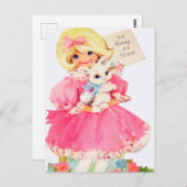 かわいいレトロヴィンテージイースターニース ポストカード (正面/裏面)