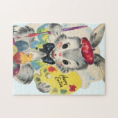 かわいいレトロヴィンテージイースターバニーホリデー ジグソーパズル (横)