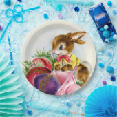 かわいいレトロヴィンテージイースターバニーホリデー ペーパープレート (パーティー)