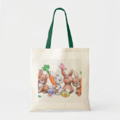 かわいいレトロヴィンテージイースターバニー卵狩りトートバッグ トートバッグ (正面)
