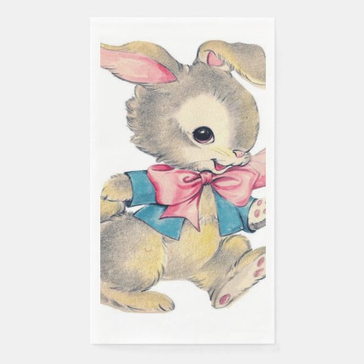 かわいいレトロヴィンテージイースターバニー紙ゲストタオル (正面)