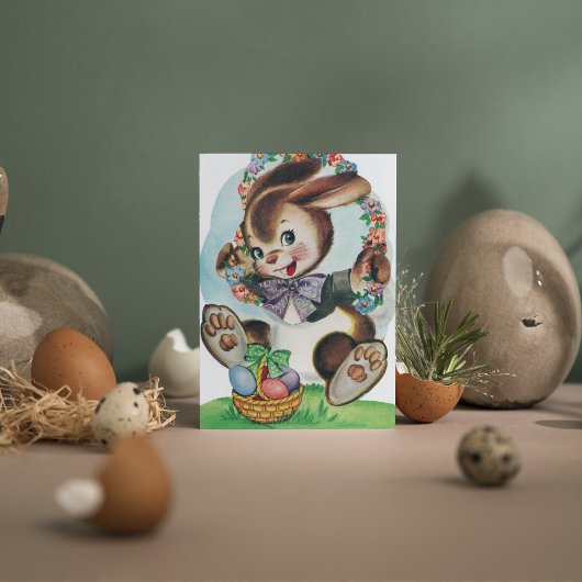 かわいいレトロヴィンテージイースターバニー追加メッセージ シーズンカード