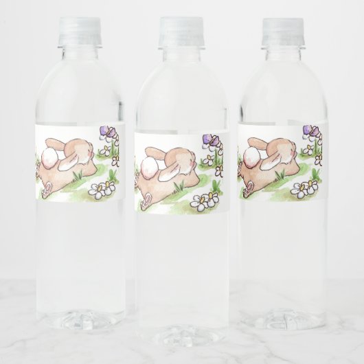 かわいいレトロヴィンテージイースターバニー ペットボトルラベル (ボトル)