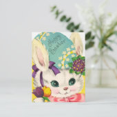 かわいいレトロヴィンテージイースターバニー ポストカード (スタンド正面)