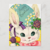 かわいいレトロヴィンテージイースターバニー ポストカード (正面)