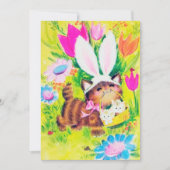 かわいいレトロヴィンテージイースター猫の追加メッセージ シーズンカード (正面)