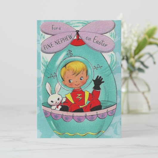 かわいいレトロヴィンテージイースター甥メッセージカードを追加 シーズンカード (スタンド正面)