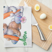 かわいいレトロヴィンテージエスターブニー キッチンタオル (四つ折り)