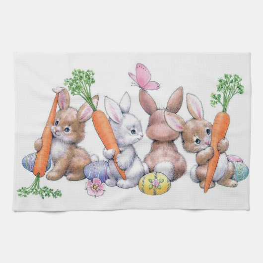 かわいいレトロヴィンテージエスターブニー キッチンタオル (横)