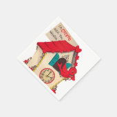 かわいいレトロヴィンテージカッコウ時計パーティーナプキン スタンダードカクテルナプキン (角)