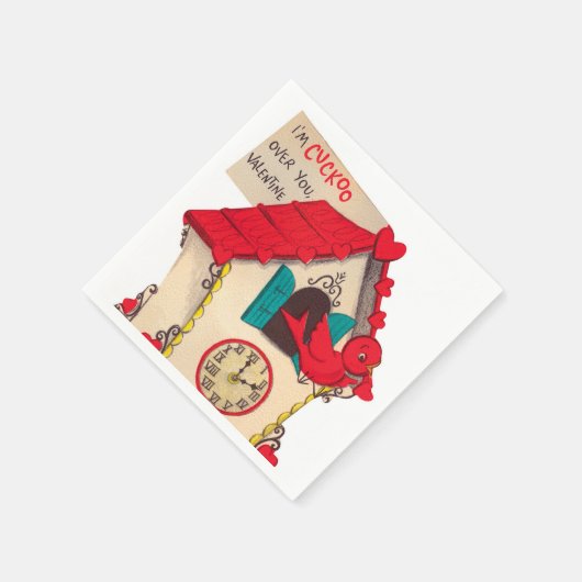 かわいいレトロヴィンテージカッコウ時計パーティーナプキン スタンダードカクテルナプキン (角)