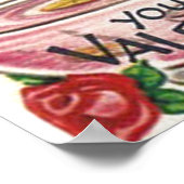 かわいいレトロヴィンテージカップルのバレンタインポスター ポスター (角)