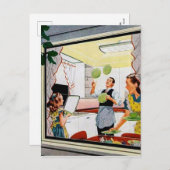 かわいいレトロヴィンテージキッチンファミリーポストカード シーズンポストカード (正面/裏面)