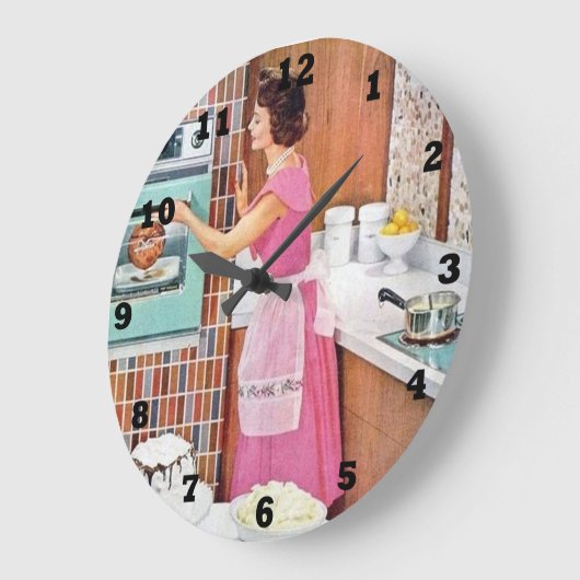 かわいいレトロヴィンテージキッチンレディーラージクロック ラージ壁時計 (傾斜)