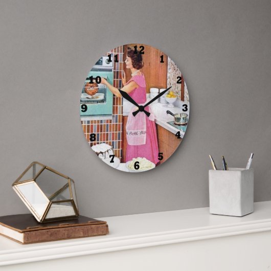 かわいいレトロヴィンテージキッチンレディーラージクロック ラージ壁時計 (オフィス)