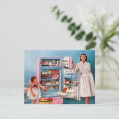 かわいいレトロヴィンテージキッチン任意の目的のはがき シーズンポストカード (スタンド正面)