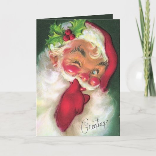 かわいいレトロヴィンテージクリスマスサンタ シーズンカード (正面)