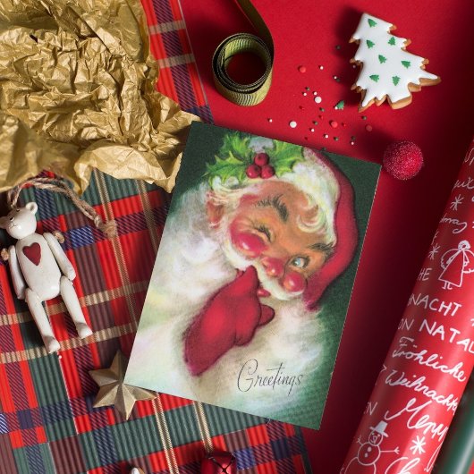 かわいいレトロヴィンテージクリスマスサンタ シーズンカード