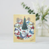 かわいいレトロヴィンテージクリスマスヴィレッジ シーズンカード (スタンド正面)