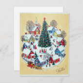 かわいいレトロヴィンテージクリスマスヴィレッジ シーズンカード (正面/裏面)