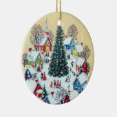 かわいいレトロヴィンテージクリスマスヴィレッジ セラミックオーナメント (右)