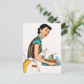 かわいいレトロヴィンテージサービスの女性はがき シーズンポストカード (スタンド正面)