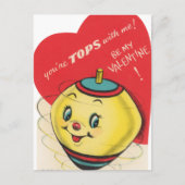 かわいいレトロヴィンテージトップバレンタイン シーズンポストカード (正面)