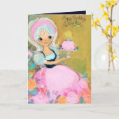 かわいいレトロヴィンテージドーターバースデーパーティー カード (黄色い花)